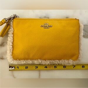 Coach Yellow Shearling Pebble Leather Wristlet – EUC, Giftable